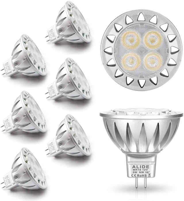 Main image of MR16 GU5.3 Led Landscape Bulbs 12V Low Voltage 4000K Neutral White 20W-35W Equivalent, MR16 Bulbs for Outdoor Landscape Flood Ceil Track Lighting,Not Dimmable,450lm,38 Deg,6 Pack