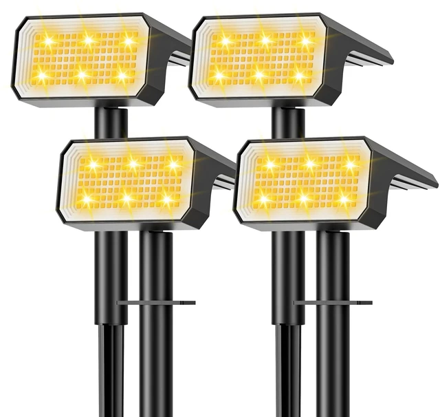 Main image of Solar Spot Lights Outdoor Waterproof, 4 Pack, 118 LED Warm White IP67, 4 Modes Auto On/Off, Solar Powered Spotlights for Yard Garden Landscape Pathway Walkway Tree Patio Driveway