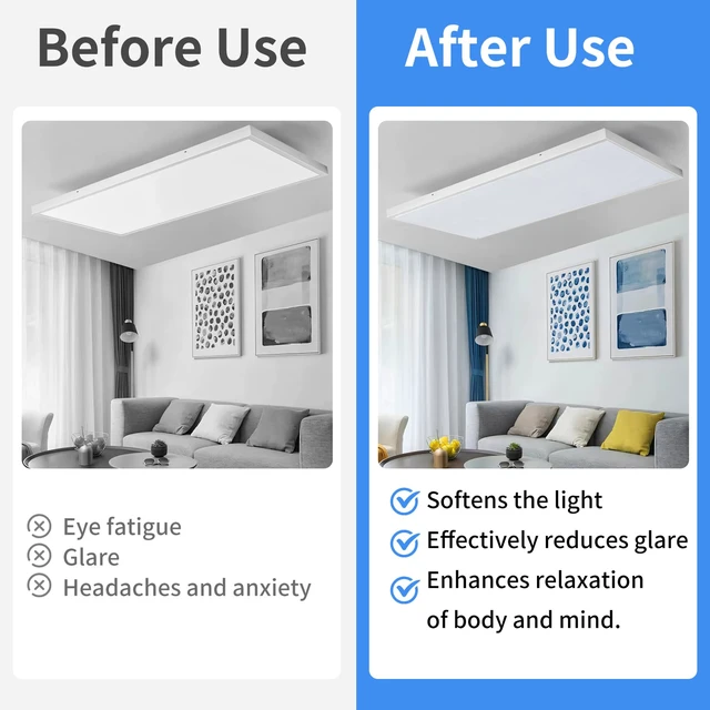 Alt view image 3 of 7 - 4 Pcs Fluorescent Light Covers - Light Covers for Ceiling Lights Classroom, Magnetic Light Filters for Office, Hospitals, Home 4 x 2 Feet (light grey)