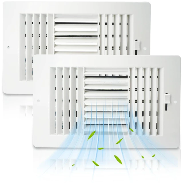 Main image of 2 Pack 10x8 Inch(Duct Opening) Ceiling Register Wall Vent 3-Way Plastic Sidewall Ceiling Air Vent w/Manual Adjuster for Home, Office, Bathroom, Toilet