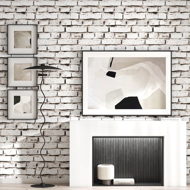 Alt view image 5 of 7 - Brick Peel and Stick Wallpaper Faux Brick Wallpaper 17.7" × 393" White Brick Contact Paper Vintage Self-Adhesive Wall Paper Removable Wallpapers for Bedroom Kitchen Fireplace Home Decorate