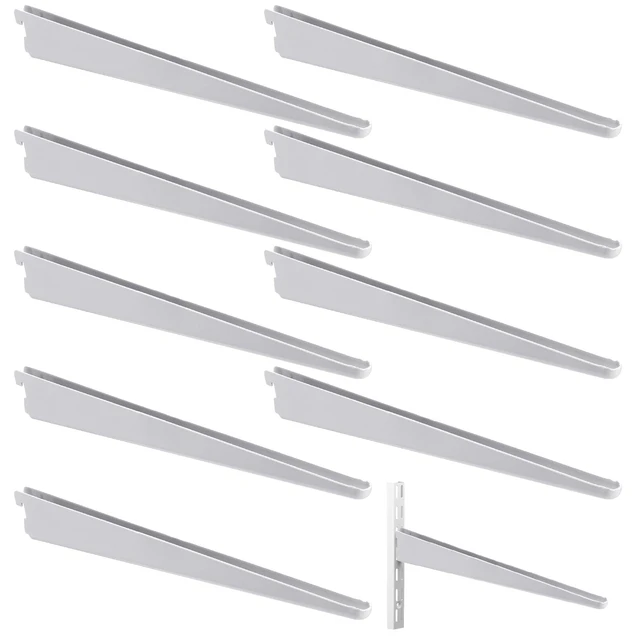 Main image of 10 Pack Adjustable Shelf Brackets for Double Track System Closet Organization Heavy Duty Wire Shelf Brackets(White,14.5 Inch)