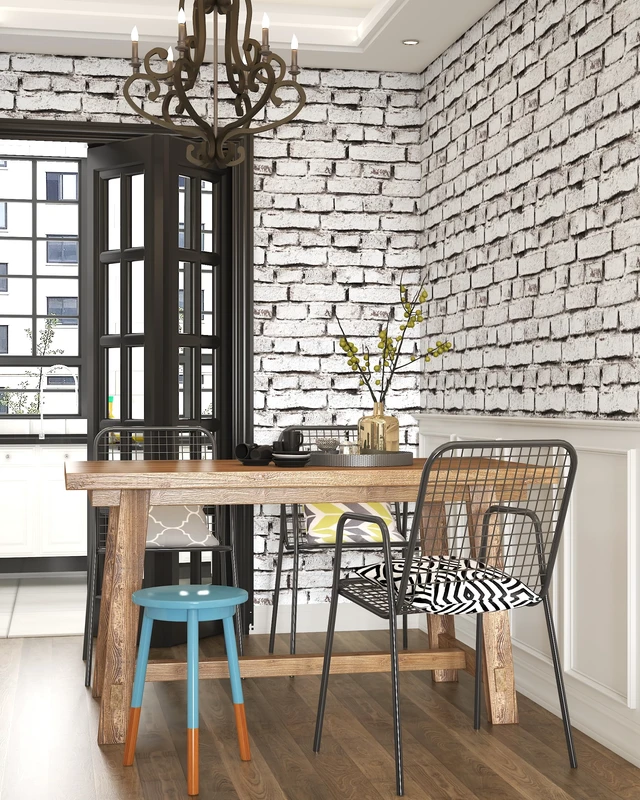 Alt view image 7 of 7 - Brick Peel and Stick Wallpaper Faux Brick Wallpaper 17.7" × 393" White Brick Contact Paper Vintage Self-Adhesive Wall Paper Removable Wallpapers for Bedroom Kitchen Fireplace Home Decorate