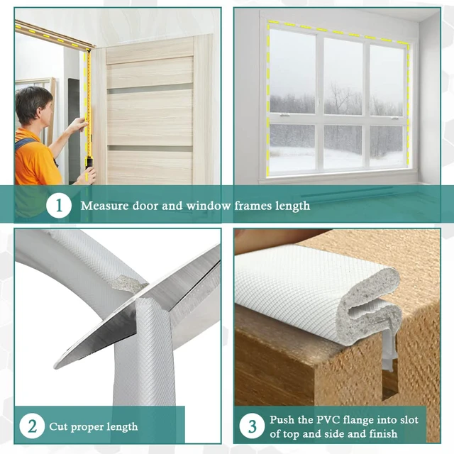 Alt view image 7 of 7 - Kerf Weather Stripping for Door Seal Strip, 40 Ft, White Q Foam Door Weatherstrip Seal, Front Door Seal Strip for Door Frame with Slot Card, Slot Installation, Easy Cut to Size
