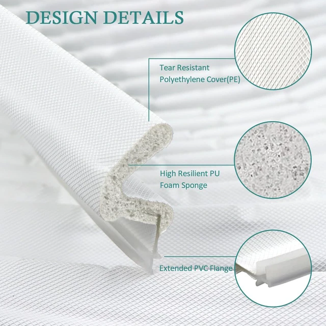 Alt view image 2 of 7 - Kerf Weather Stripping for Door Seal Strip, 40 Ft, White Q Foam Door Weatherstrip Seal, Front Door Seal Strip for Door Frame with Slot Card, Slot Installation, Easy Cut to Size