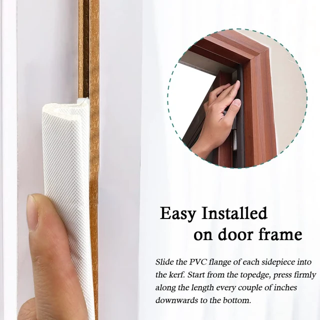 Alt view image 5 of 7 - Kerf Weather Stripping for Door Seal Strip, 40 Ft, White Q Foam Door Weatherstrip Seal, Front Door Seal Strip for Door Frame with Slot Card, Slot Installation, Easy Cut to Size