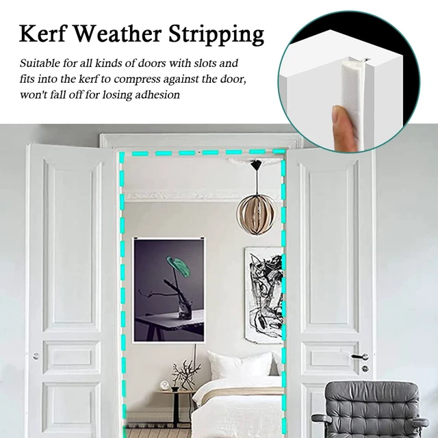 Alt view image 6 of 7 - Kerf Weather Stripping for Door Seal Strip, 40 Ft, White Q Foam Door Weatherstrip Seal, Front Door Seal Strip for Door Frame with Slot Card, Slot Installation, Easy Cut to Size