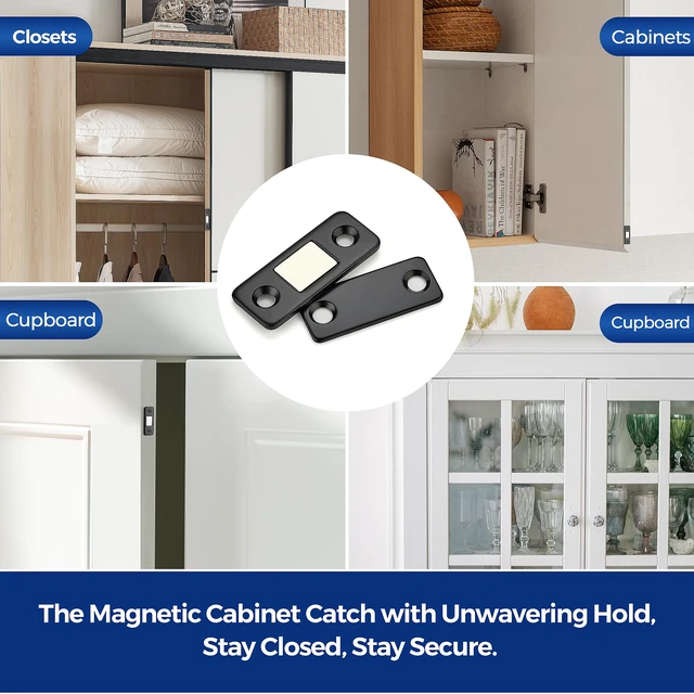 Alt view image 7 of 7 - Ultra Thin Cabinet Magnetic Door Catch Stainless Steel,Matte Black,18 Pack Cabinet Magnets Adhesive Drawer Latch, Stick-On Mount, For Cabinets, Drawers, Closets, Cupboard Wardrobe