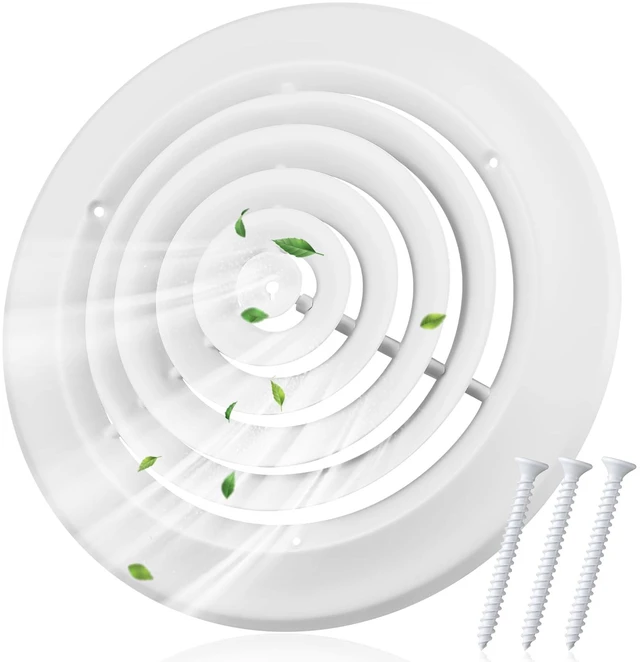 Main image of 1 Pcs 12 Inch Round Vent Cover, White Ceiling Diffuser with Screws Outer Dimensions 15-15/16", HVAC Vent Duct Register Cover, Replacement Exhaust Fan Covers for Home Office Kitchen Ventilation