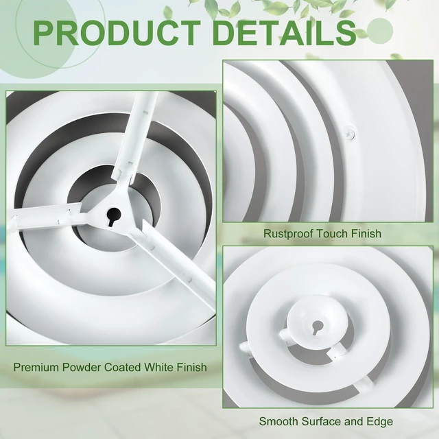 Alt view image 3 of 6 - 1 Pcs 12 Inch Round Vent Cover, White Ceiling Diffuser with Screws Outer Dimensions 15-15/16", HVAC Vent Duct Register Cover, Replacement Exhaust Fan Covers for Home Office Kitchen Ventilation