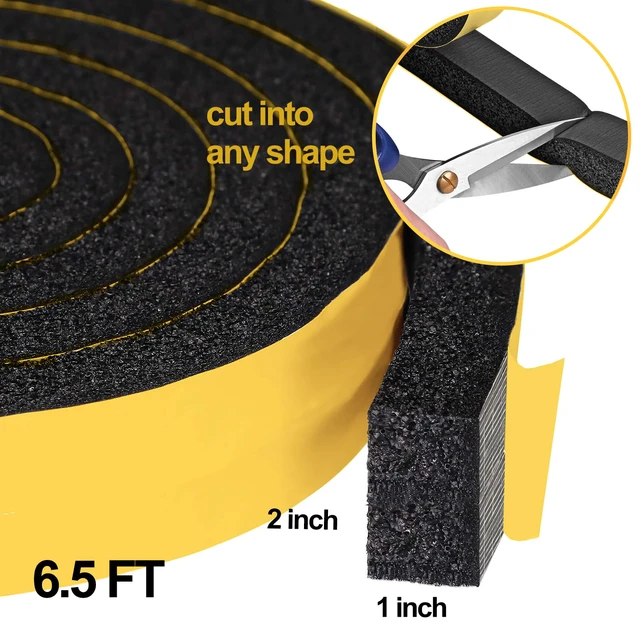 Alt view image 2 of 6 - High Density Foam Tape Air Conditioner Window Seal, 2x1 Inch Thick Foam Stripe with Adhesive for Window AC Insulation, Weather Stripping for Doors and Windows Insulation, AC Foam Tape, Black