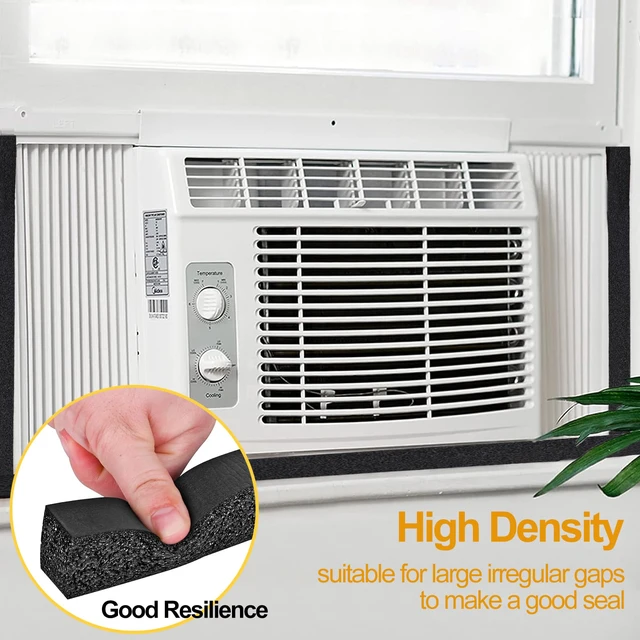 Alt view image 3 of 6 - High Density Foam Tape Air Conditioner Window Seal, 2x1 Inch Thick Foam Stripe with Adhesive for Window AC Insulation, Weather Stripping for Doors and Windows Insulation, AC Foam Tape, Black