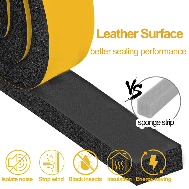 Alt view image 4 of 6 - High Density Foam Tape Air Conditioner Window Seal, 2x1 Inch Thick Foam Stripe with Adhesive for Window AC Insulation, Weather Stripping for Doors and Windows Insulation, AC Foam Tape, Black
