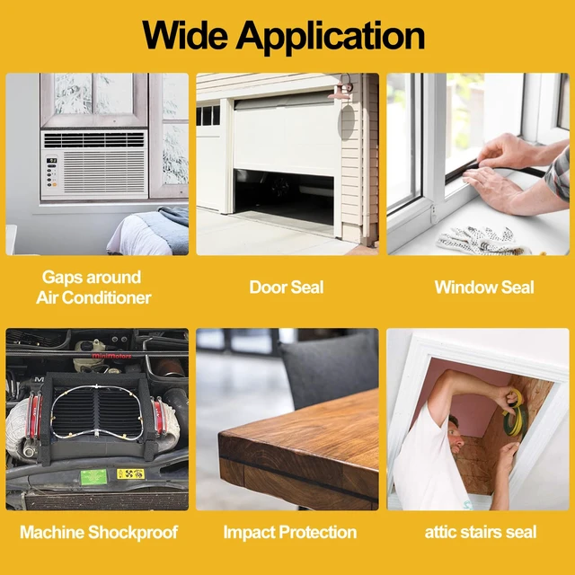 Alt view image 6 of 6 - High Density Foam Tape Air Conditioner Window Seal, 2x1 Inch Thick Foam Stripe with Adhesive for Window AC Insulation, Weather Stripping for Doors and Windows Insulation, AC Foam Tape, Black