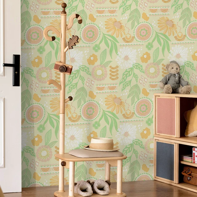 Alt view image 5 of 6 - Boho Floral Wallpaper Peel and Stick, 17.3" x 480" Removable Contact Paper Dark Botanical Flowers Wall Mural for Decorative Bedroom Bathroom Home Wall