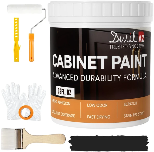 Main image of Cabinet Paint, Water Based Kitchen Cabinet Paint, Black Furniture Paint, Wood Paint, Low Odor, Fast Drying, Semi-Gloss, 32oz Black