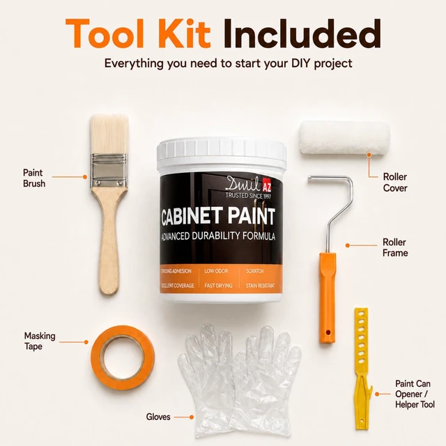 Alt view image 4 of 7 - Cabinet Paint, Water Based Kitchen Cabinet Paint, Black Furniture Paint, Wood Paint, Low Odor, Fast Drying, Semi-Gloss, 32oz Black