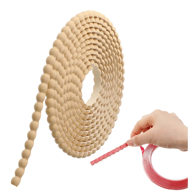 Main image of Flexible Bead Molding Trim Peel and Stick Wood 10ft /8 mm Pearl Beads Design for Mirror Frame, Bathroom Backsplash, TV Wall Edge, Ceiling, Cabinet, Foam Material, Easy DIY