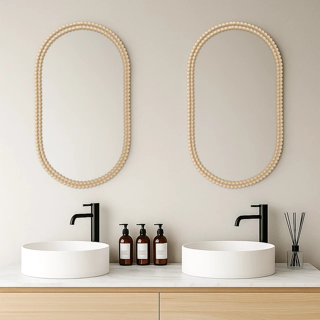 Alt view image 3 of 7 - Flexible Bead Molding Trim Peel and Stick Wood 10ft /8 mm Pearl Beads Design for Mirror Frame, Bathroom Backsplash, TV Wall Edge, Ceiling, Cabinet, Foam Material, Easy DIY