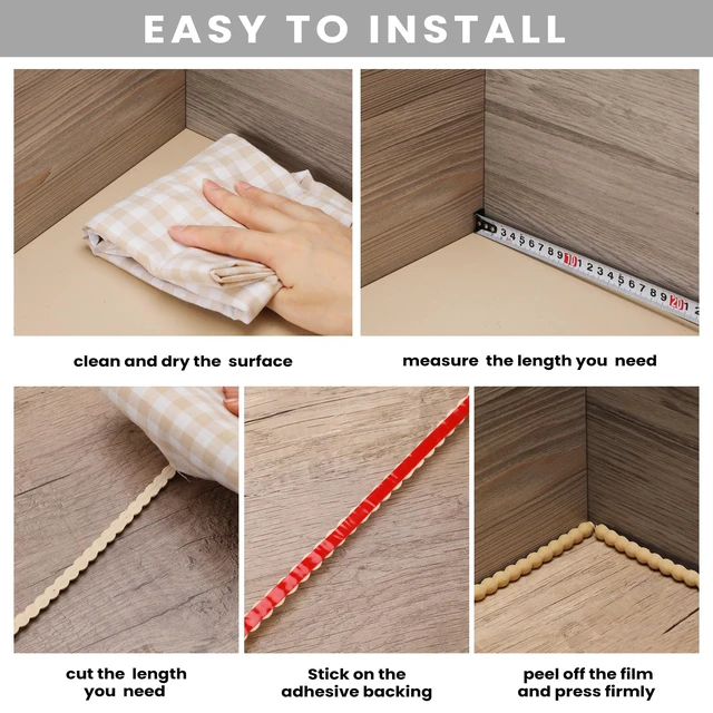 Alt view image 7 of 7 - Flexible Bead Molding Trim Peel and Stick Wood 10ft /8 mm Pearl Beads Design for Mirror Frame, Bathroom Backsplash, TV Wall Edge, Ceiling, Cabinet, Foam Material, Easy DIY