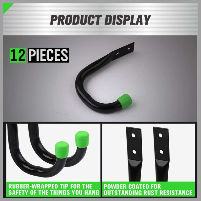 Alt view image 4 of 7 - Heavy Duty Garage Storage Utility Hooks, Utility Hooks for Garage Wall,Color Black (12PCS)