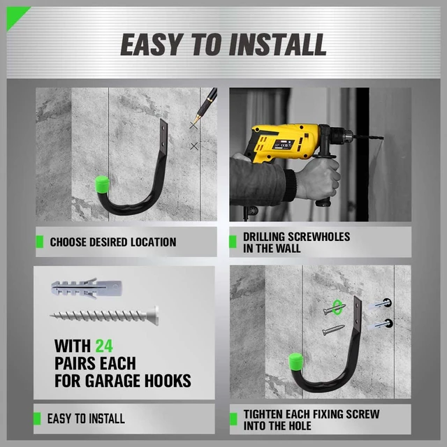 Alt view image 6 of 7 - Heavy Duty Garage Storage Utility Hooks, Utility Hooks for Garage Wall,Color Black (12PCS)
