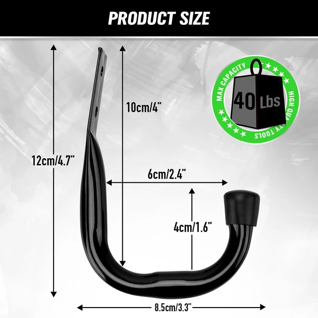 Alt view image 3 of 7 - Heavy Duty Garage Storage Hooks, 6-piece Bike Hooks for Garage Wall, Utility Garage Hooks, Wall Mount J Hook for Hanging, Large Metal Storage Organizer Tool, Extension Cord Hanger