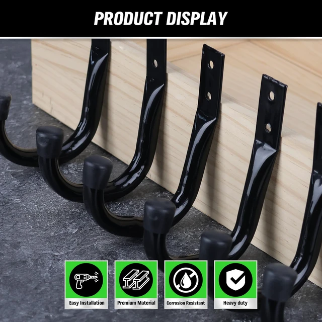 Alt view image 7 of 7 - Heavy Duty Garage Storage Hooks, 6-piece Bike Hooks for Garage Wall, Utility Garage Hooks, Wall Mount J Hook for Hanging, Large Metal Storage Organizer Tool, Extension Cord Hanger