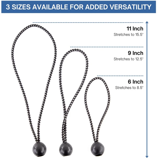 Alt view image 3 of 7 - BB-11B Ball Bungee Cord, Heavy-Duty & Versatile, Indoor & Outdoor, Tarp Tie-Down, Organize & Secure, 11-Inch, Black, (50 Pack)