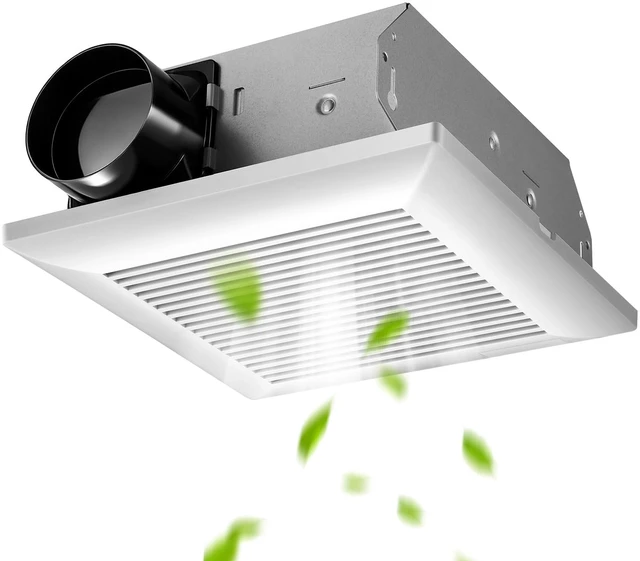 Main image of Bathroom Exhaust Fan 80 CFM 0.9 Sones Very Quiet with Metal Housing, Ceiling Mount Ventilation Fan Large Air-flow Capacity, Energy-Saving Household Bath Vent Extractor, White Plastic Grille