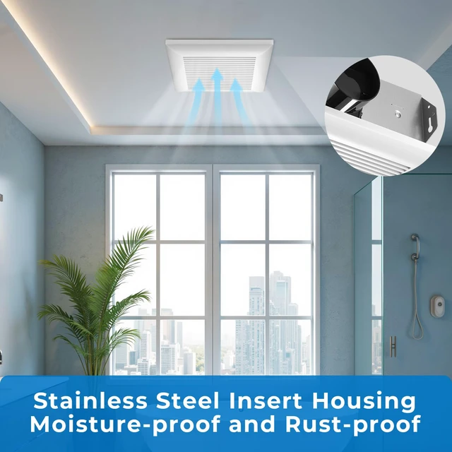 Alt view image 4 of 7 - Bathroom Exhaust Fan 80 CFM 0.9 Sones Very Quiet with Metal Housing, Ceiling Mount Ventilation Fan Large Air-flow Capacity, Energy-Saving Household Bath Vent Extractor, White Plastic Grille