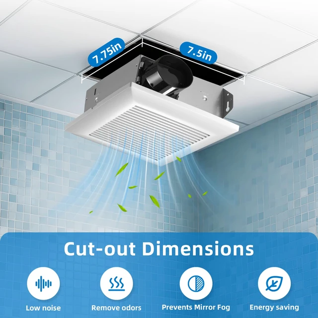 Alt view image 5 of 7 - Bathroom Exhaust Fan 80 CFM 0.9 Sones Very Quiet with Metal Housing, Ceiling Mount Ventilation Fan Large Air-flow Capacity, Energy-Saving Household Bath Vent Extractor, White Plastic Grille