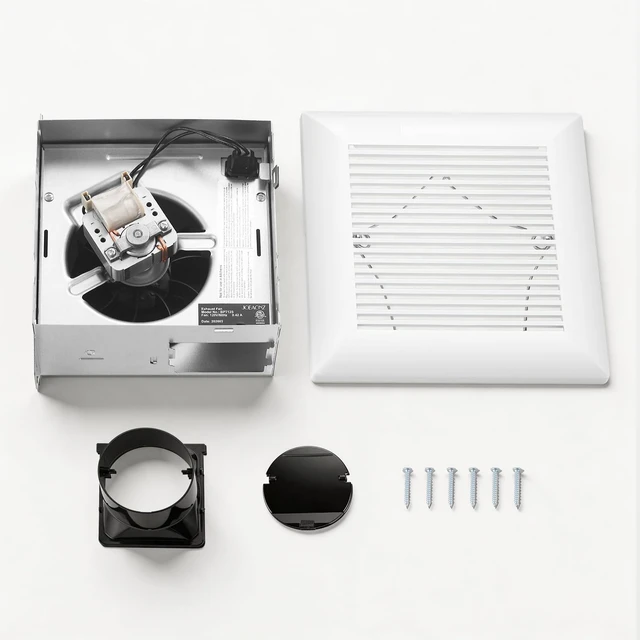 Alt view image 7 of 7 - Bathroom Exhaust Fan 80 CFM 0.9 Sones Very Quiet with Metal Housing, Ceiling Mount Ventilation Fan Large Air-flow Capacity, Energy-Saving Household Bath Vent Extractor, White Plastic Grille