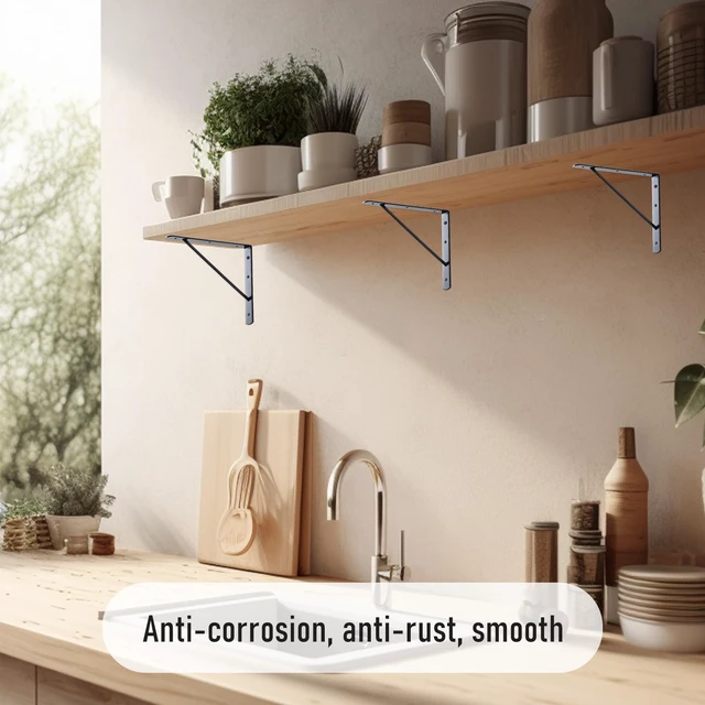Alt view image 6 of 7 - Wall Shelf Brackets, 10x8 Inch L Brackets, 10 Pack 200lbs Load Capacity, Sleek Metal Design with Screws, Ideal for Wood Shelves in Living Room/Bedroom/Office/Studio, Black