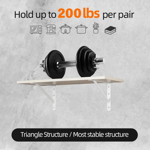 Alt view image 5 of 7 - Wall Shelf Brackets, 10x8 Inch L Brackets, 10 Pack 200lbs Load Capacity, Sleek Metal Design with Screws, Ideal for Wood Shelves in Living Room/Bedroom/Office/Studio, White