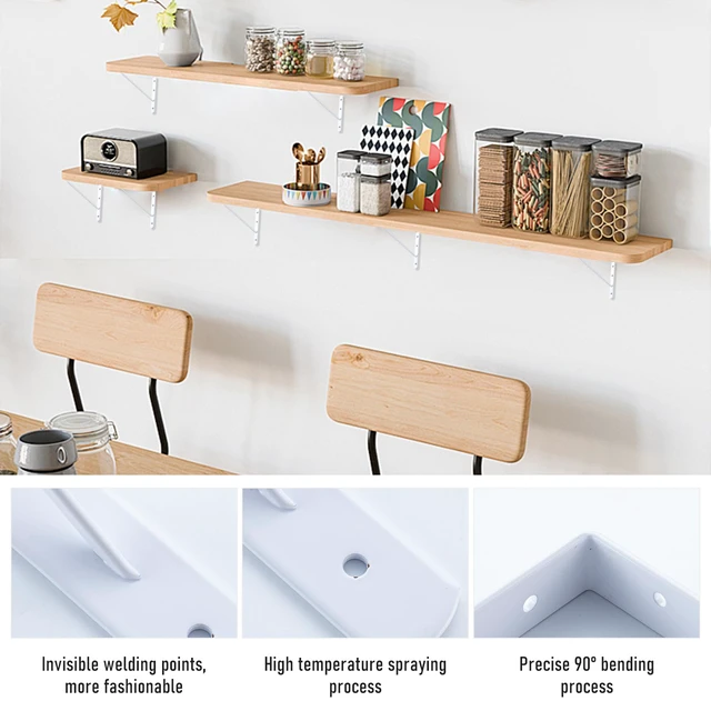 Alt view image 4 of 7 - Wall Shelf Brackets, 10x8 Inch L Brackets, 10 Pack 200lbs Load Capacity, Sleek Metal Design with Screws, Ideal for Wood Shelves in Living Room/Bedroom/Office/Studio, White