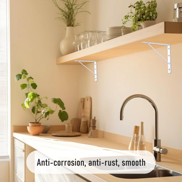 Alt view image 7 of 7 - Wall Shelf Brackets, 10x8 Inch L Brackets, 10 Pack 200lbs Load Capacity, Sleek Metal Design with Screws, Ideal for Wood Shelves in Living Room/Bedroom/Office/Studio, White