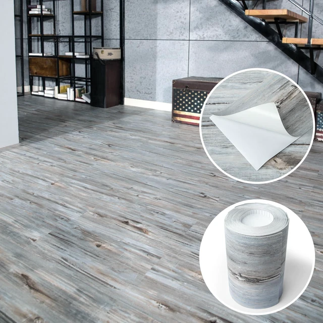 Alt view image 2 of 7 - Wood Textured Peel and Stick Vinyl Floor Tiles, 40-Pack, Dust Grey Rigid Surface, Waterproof, Fire-Proof, Self-Adhesive, Easy to Clean, Cover 60 sq.ft, Ideal for Bedroom, Living Room, Kitchen