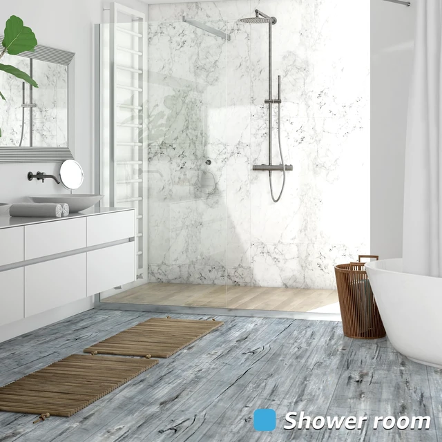 Alt view image 4 of 7 - Wood Textured Peel and Stick Vinyl Floor Tiles, 40-Pack, Dust Grey Rigid Surface, Waterproof, Fire-Proof, Self-Adhesive, Easy to Clean, Cover 60 sq.ft, Ideal for Bedroom, Living Room, Kitchen