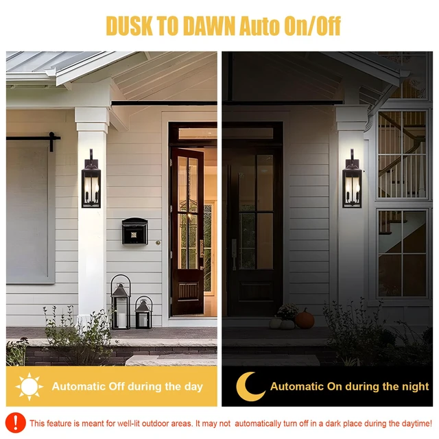 Alt view image 2 of 7 - Dusk to Dawn Candelabra Bulbs Outdoor, CA11 Vintage, Candle Flame Tip Full Glass, Non-Plastic, Soft White 2700K, 4W=40W, 450LM LED Light Sensing Auto On/Off Bulb, E12 Base, 4-Pack, HQ-H035
