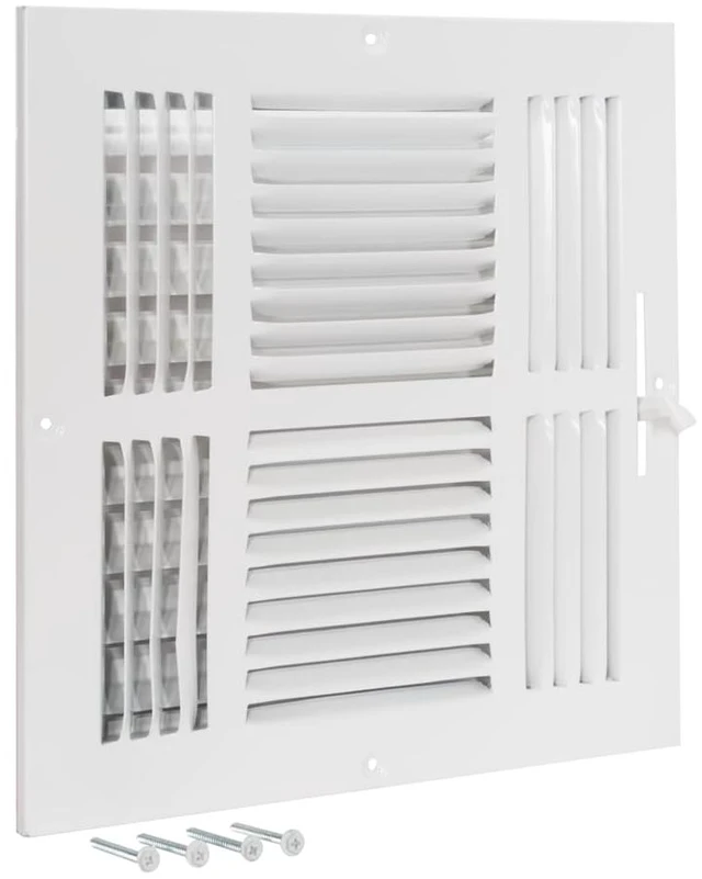 Main image of 10 x 10 Inch (Duct Opening) Air Vent Cover for Wall or Ceiling, Four-Way Ventilation Register, Solid Steel HVAC Register Cover, White, 61619