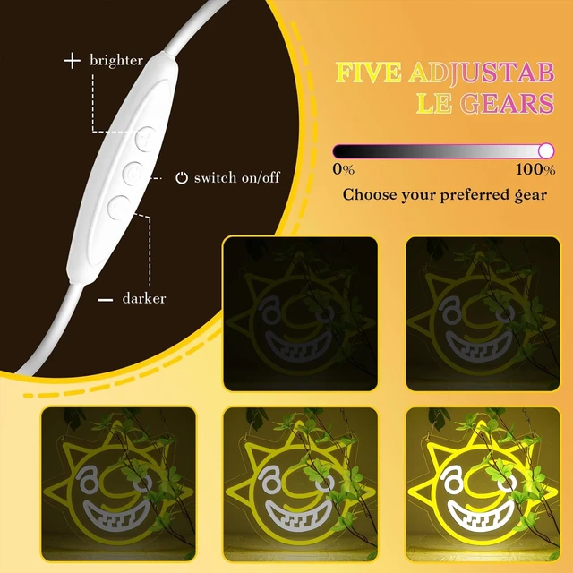 Alt view image 4 of 6 - Fnaf Sun Neon Sign for Wall Decor Five Nights LED Neon Lights for Gameroom Birthday for kids