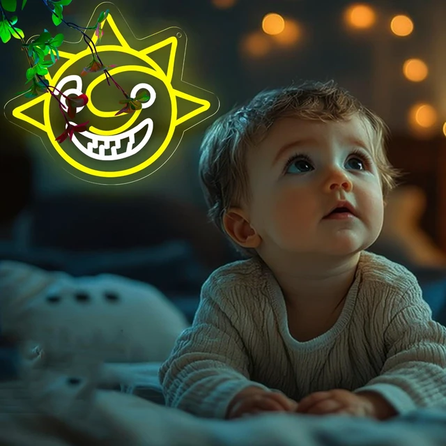 Alt view image 6 of 6 - Fnaf Sun Neon Sign for Wall Decor Five Nights LED Neon Lights for Gameroom Birthday for kids