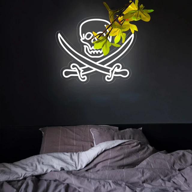 Alt view image 5 of 6 - Skull Neon Signs for Wall DecorLED Neon Lights for GameroomMan CaveBirthdayChristmas Gifts for kids