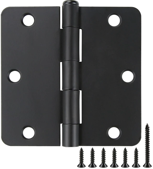 Main image of 18 Pack Black Door Hinges Black Matte Black Hinges for Doors 3 1/2 Interior Door Hinges 3.5" x3.5 Inch Hinges Rounded 1/4" Raidus Standard Residential Bedroom Door Hinge Sturdy Door Hardware