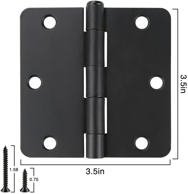 Alt view image 2 of 6 - 18 Pack Black Door Hinges Black Matte Black Hinges for Doors 3 1/2 Interior Door Hinges 3.5" x3.5 Inch Hinges Rounded 1/4" Raidus Standard Residential Bedroom Door Hinge Sturdy Door Hardware