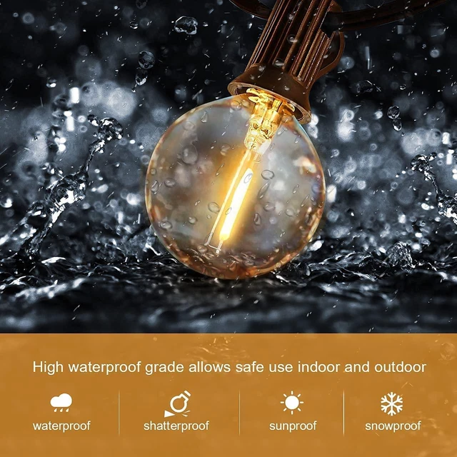 Alt view image 6 of 7 - 96FT LED Dimmable Outdoor String Lights with Remote 52 Edison Bulbs, Hanging Patio Lights For Backyard Balcony Bistro Cafe Decorative