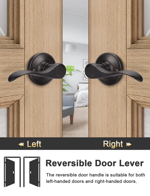 Alt view image 4 of 7 - Oil Rubbed Bronze Front Door Handle No Lock 45° EasySwing Door Handle, Compatible with Smart Lock & Deadbolt for Household Front Door