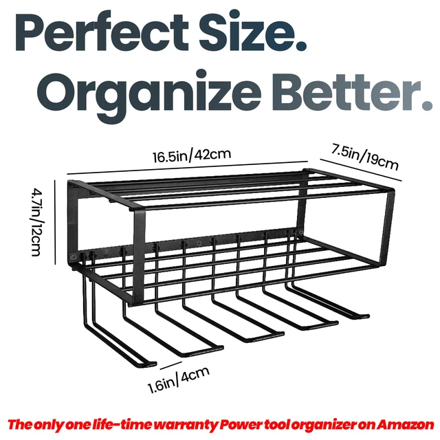 Alt view image 4 of 7 - Power Tool Organizer, 120LB Bearing Assemble-free Wall Mount Cordless Drill Holder Utility Racks Storage For Dewalt Milwaukee Christmas Fathers Gifts Husband Garage Workshop On Clearance