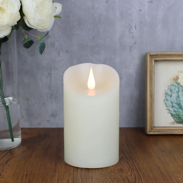 Main image of Flameless Candles Flickering 3D Moving Flame, Last 1000+ Hours Battery Operated Candles with Timer, Ivory Real Wax Electric LED Pillar Candles for Home Wedding Decoration | 3" x 5"